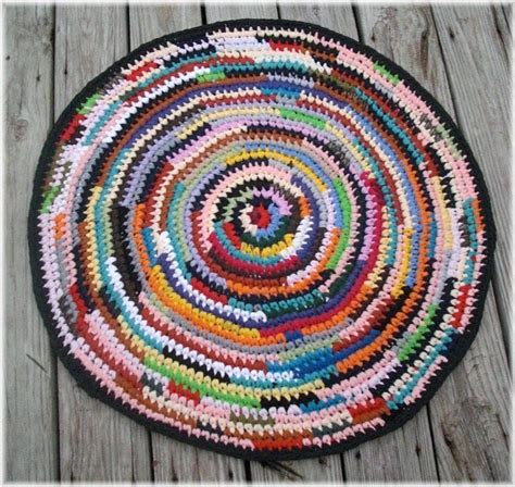 Colorful Round Rag Rug 32 Inches Handmade From Reclaimed T