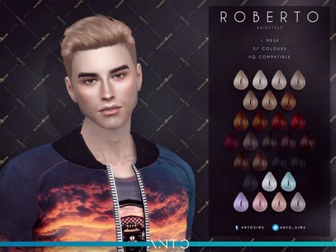 Roberto Hairstyle Anto On Patreon In 2020 Sims Hair Sims 4 Hair