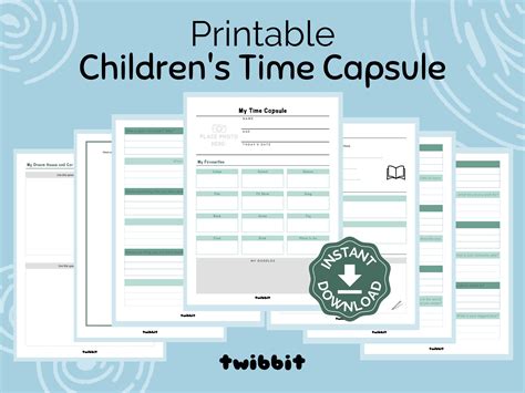 Childrens Time Capsule Digital Printable Worksheet Pdf Etsy