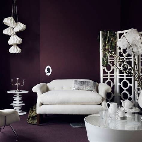 Deep Plum Living Room Let The Drama Of White Stand Out By Placing