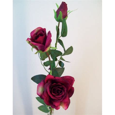 Artificial Rose Spray Burgundy Long Stem 85cm Artificial Flowers