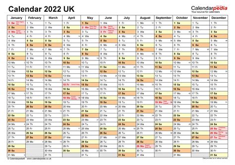 Calendar 2022 Uk Free Printable Microsoft Excel Templates 2022 Uk