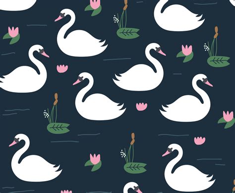 Beautiful Swan Pattern Vector Art And Graphics
