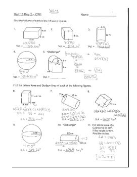 Volume and surface area study guide answer key. Geometry Unit 7 Cylinder Sphere Rectangular Prism Surface Area Volume Worksheet