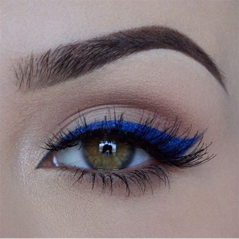 Eye Makeup With A Pop Of Colour Blue Winged Eyeliner