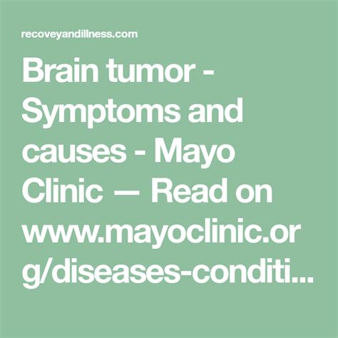 Brain Tumor Symptoms And Causes Mayo Clinic — Read On