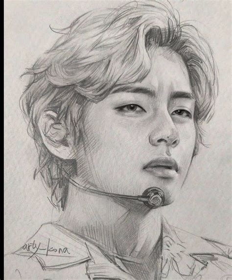 Bts V Face Sketches Kpop Drawings Bts Drawings Face Sketch