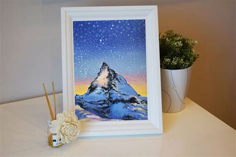 Snowy Mountain Oil Painting On Canvas Board Beautiful Etsy