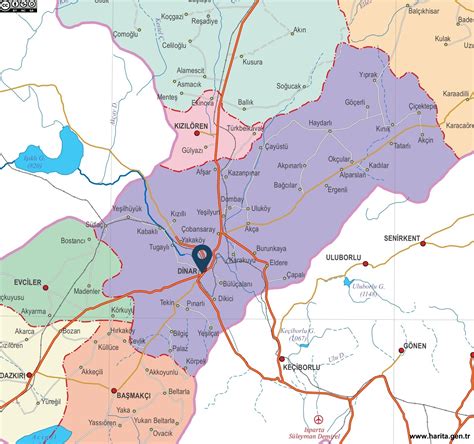 Dinar, Afyon İlçe Haritası - Dinar Nerede? - Uydu Görüntüleri - Dinar