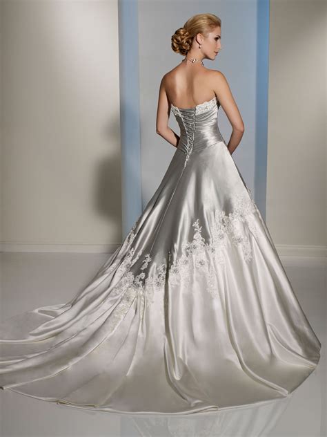 Silver And White Draped Bodice Wedding Dress