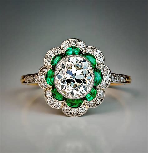 1920s Art Deco Emerald Diamond Platinum Engagement Ring At 1stdibs