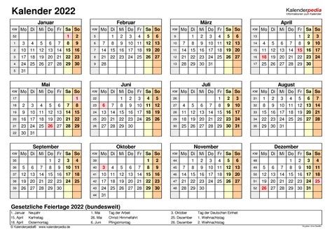Kalender 2022 Zum Ausdrucken In Excel 19 Vorlagen Kostenlos