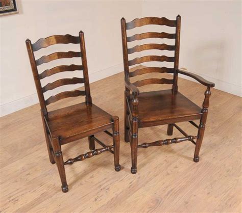 Great savings & free delivery / collection on many items. Set 8 Oak Ladderback Chairs Kitchen Dining Chair Farmhouse ...