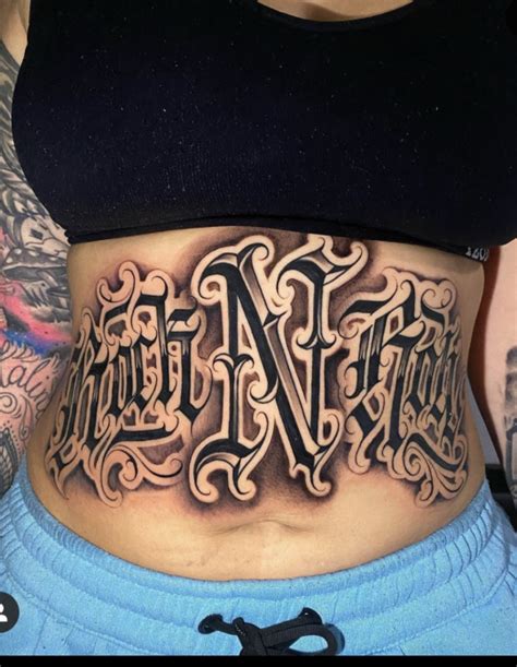 share more than 68 lettering gangster stomach tattoos best vn