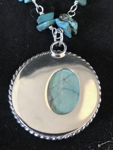 Sterling Silver Turquoise Necklace Turquoise Jewelry Boho Etsy