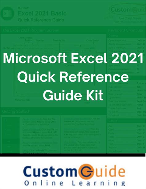Microsoft Excel 2021 Reference Guide Kit Free Customguide Ekit