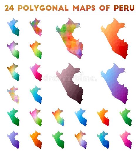 Set Of Vector Polygonal Maps Of Peru Stock Vector Illustration Of