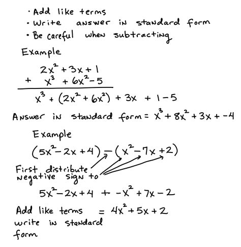 These printable worksheets deal with adding and subtracting polynomials. Adding and Subtracting Polynomials - Learning Algebra Can ...