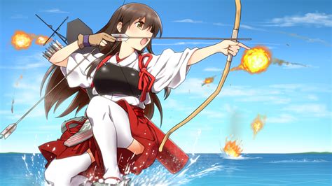 wallpaper anime girls kantai collection akagi kancolle long hair brunette japanese