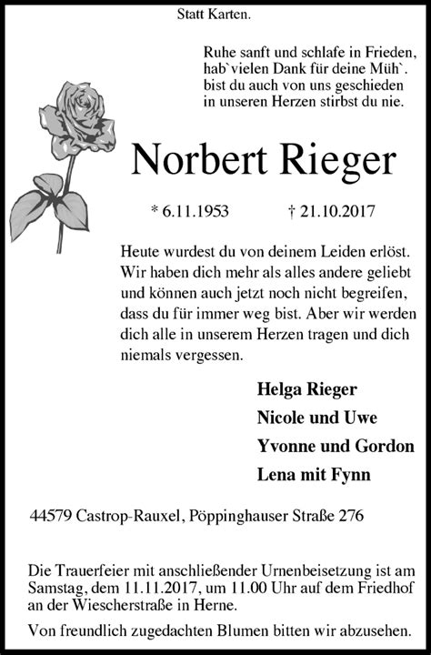 Dort zoomen sie sich einen stadtteil heraus, der sie besonders interessiert. Traueranzeigen von Norbert Rieger | trauer.lokalkompass.de