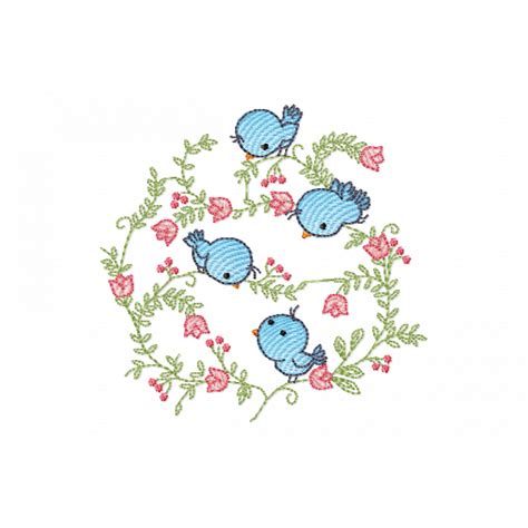 Blue Birds Embroidery Design