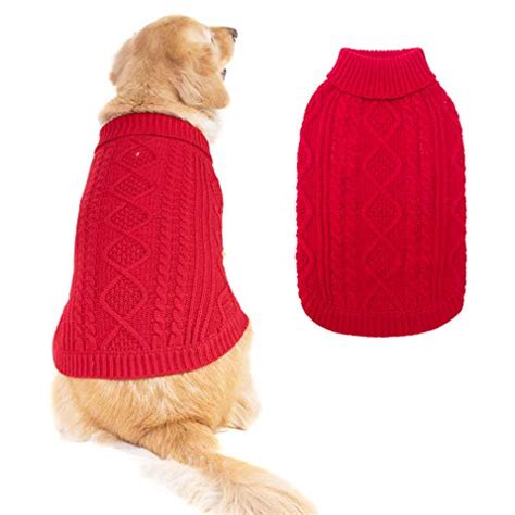 Turtleneck Knitted Dog Sweater Classic Cable Knit Dog Jumper Coat