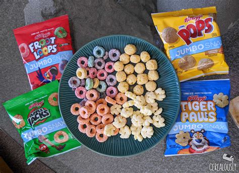 Review Kelloggs Jumbo Snax Corn Pops Frosted Flakes Froot Loops