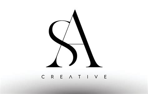 Sa Minimalist Serif Modern Letter Logo In Black And White Sa Creative