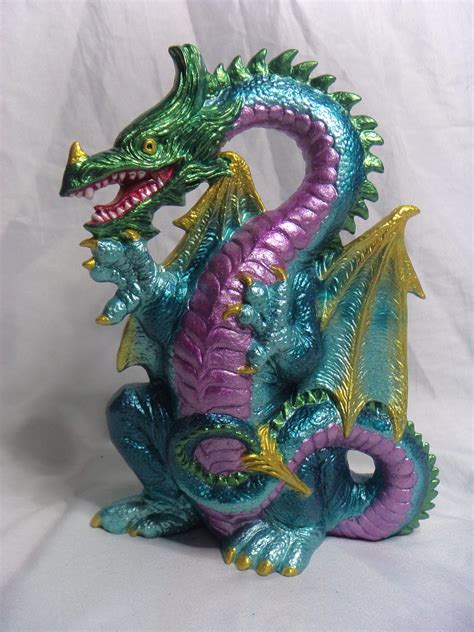 Hand Painted Dragon Ceramic Figurine By Mythicalcove On Etsy Fantasy