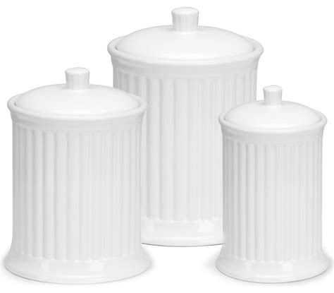 Omniware Simsbury White Stoneware Canister Set Of 3 Traditional