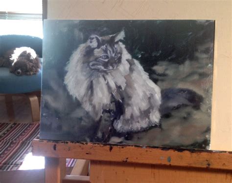 Pet Portrait Cat Painting In Progress By Seattle Artist Rebecca Luncan