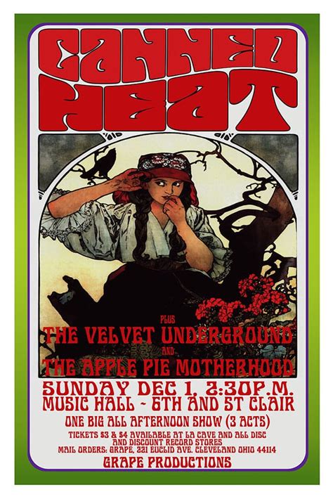 Canned Heat Velvet Underground 1968 Concert Poster Raw Sugar Art Studio