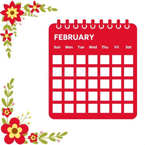 February Month Calendar Colorful February Month Calendar Stock