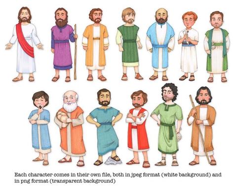 Jesus Christus Und Seine 12 Apostel Clip Art Und Färbung Etsy Bible