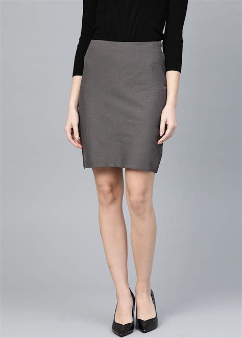 get essential pencil skirt grey at ₹ 1699 lbb shop