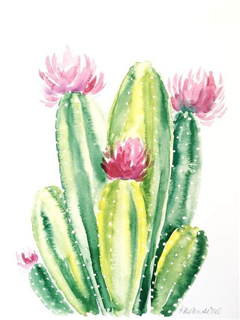 A lush cactus on pink in watercolor paper prints: Cactus watercolor PRINT (With images) | Cactus paintings ...