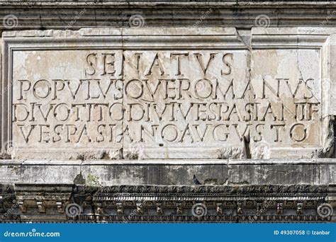 Imperator Romain Daugustus Dinscription De Spqr Photo Stock Image