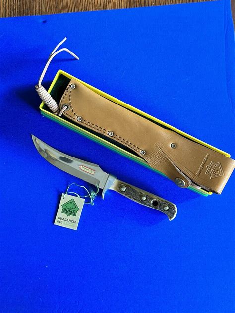 Vintage Puma Germany 6393 Skinner Genuine Stag Hunting Knife Leather