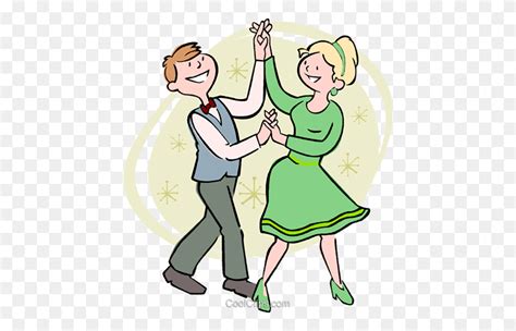 Couple Square Dancing Royalty Free Vector Clip Art Illustration