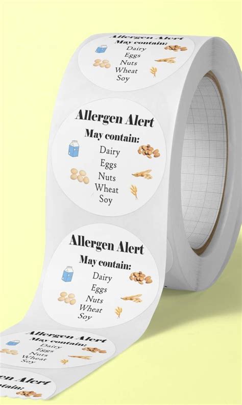 Allergen Alert Stickers On A Roll Business Allergen Stickers Etsy Uk