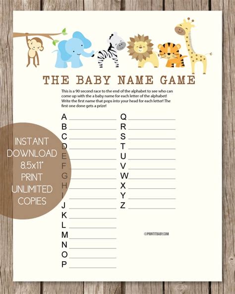 Baby shower name game printable. Printable Baby Shower Name Game - Baby Shower Names A to Z ...