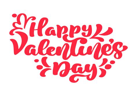 Happy Valentines Day Vector Typography Poster With Handwritten Red