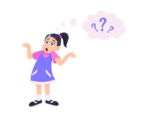 Little Doubt Girl Kid Asking Question Flat Style Design Vector