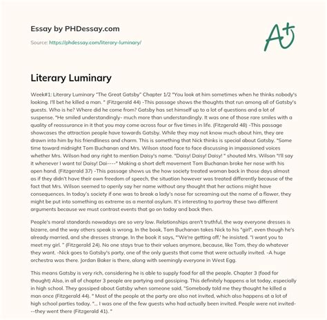 Literary Luminary Example 500 Words