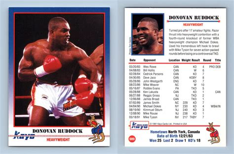 Donovan Ruddock 89 Kayo Boxing 1991 Trading Card