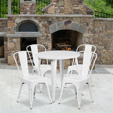 flash furniture 30 round metal indoor outdoor table set with 4 cafe chairs multiple colors