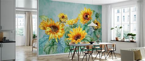 Sunflowers Green Made To Measure Wall Mural Photowall
