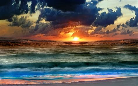Nature Sunset Ocean Clouds Weatherstorm Sea Beach