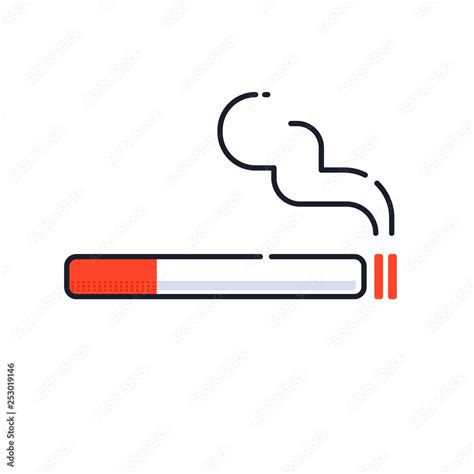 Cigarette Vector Icon Smoking Symbol Outline Line Illustration