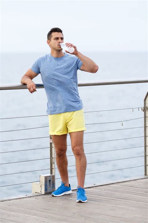 Man Drinking Water During Workout Stock Photo Image Of Standing